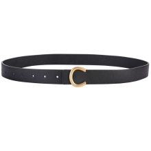 Women's Gold Buckle Cowhide Leather Belts, 2.8cm Wide