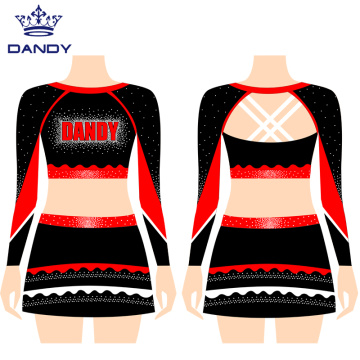 Nyaste anpassade utskrift Rhinestones Cheerleading Uniform