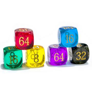 Big Translucent Backgammon Doubling Cube Dice 30MM, Large Backgammon Doubling Number Dice 1 3/16" Assorted Transparent Colors