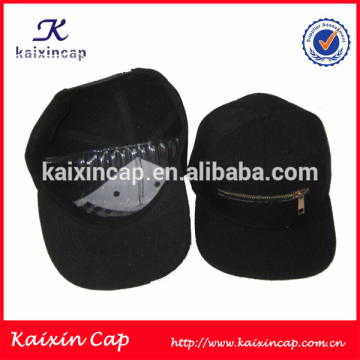 black snapback cap with snapback closure