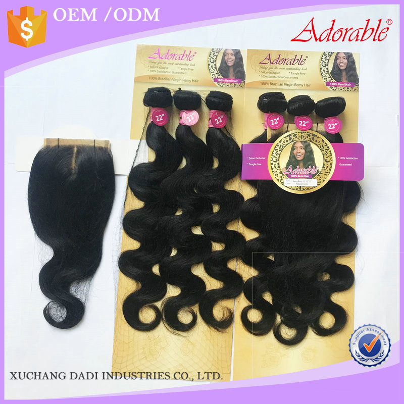 Adorable body wave remy human hair weave 4pcs/lot with free closure,100% remi hair extensions 4*4 front lace closure 4pcs/set