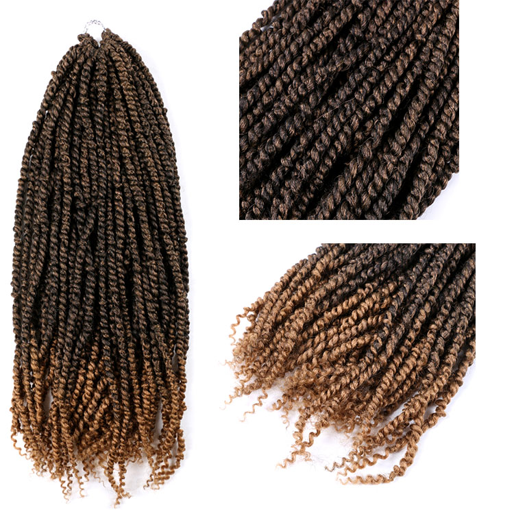 Pre-twisted Passion Twist Crochet Hair Extension 18inch Ombre Color Synthetic Fiber Curly Passion Water Wave Twist Hair