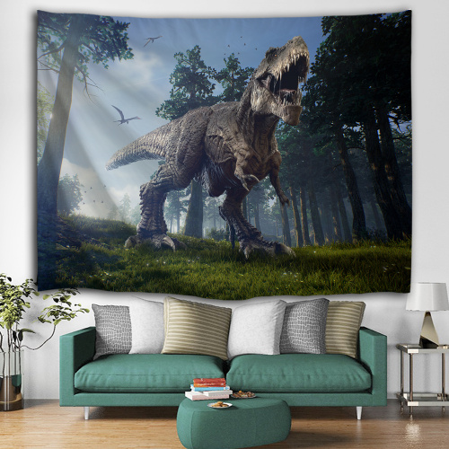 Dinosaur Tapestry Tyrannosaurus Wild Anicient Animals Wall Hanging Tropical Rain Forest Jungle Natural 3D Wall Blanket for Child