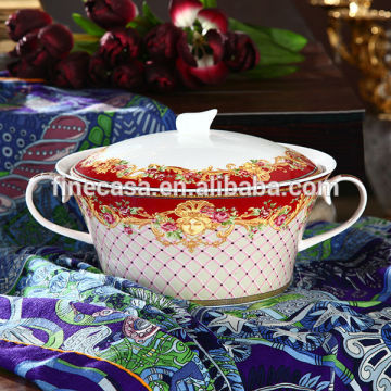 Luxury Fine Bone China Ceramic Soup Tureen with Lid of Dream Wedding