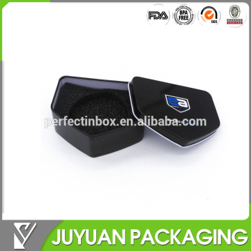hot sale cute black pentagon irregular tin box for chocolate