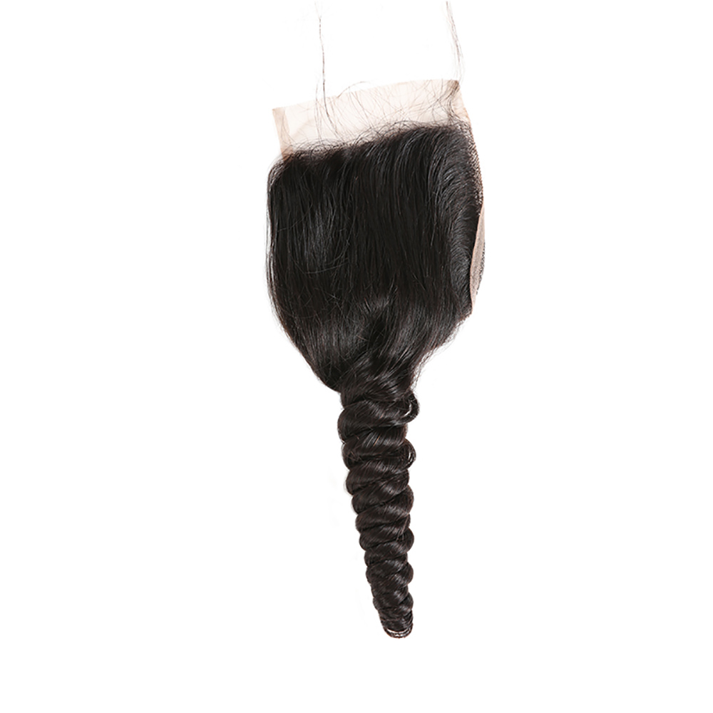Huashuo Highest Discounts Wholesale 100% Human Hair In Stock 3 Way Parting Virgin Brazilian Hair Double Loose Wave Lace Closure