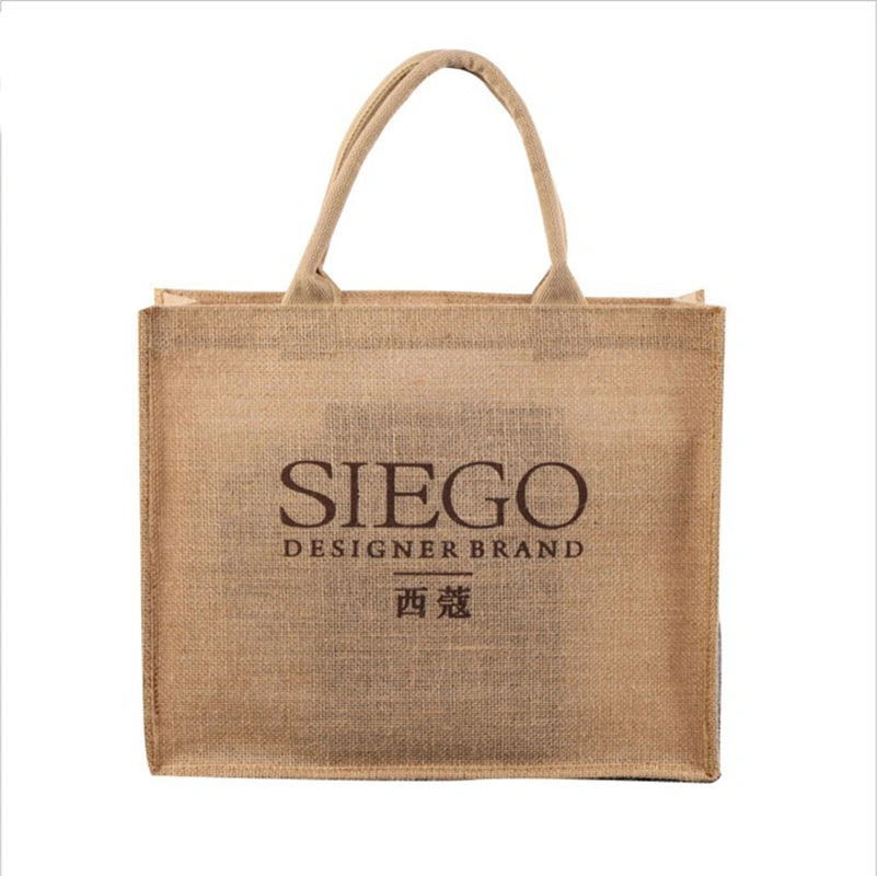 Promotional Gift Eco-Friendly Durable Reusable Jute Tote Bag with Customized Logo Printed