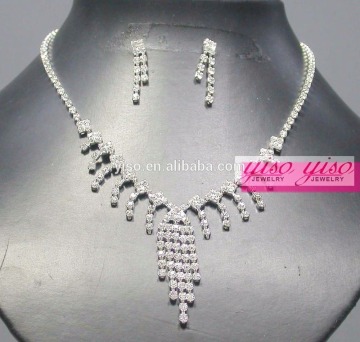 layered crystal rhinestone silver party necklace