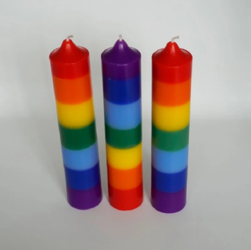 Rainbow taper candle rainbow colored votive candles