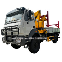 BEIBEN RHD 4X4 รถบรรทุกที่ปรับแต่งเองติดตั้ง XCMG 6.3T crane articulated crane