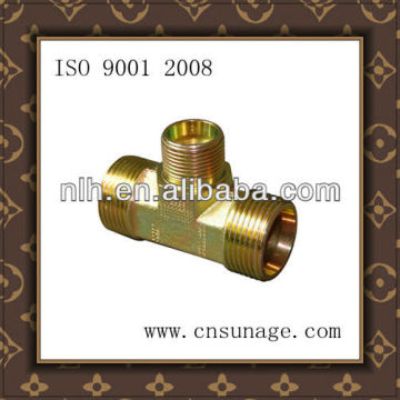 hydraulic fitting run tee /metric male o-ring bulkhead branch tee