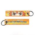 Printed Logo Flight Fabric Custom Woven Keychain Tag