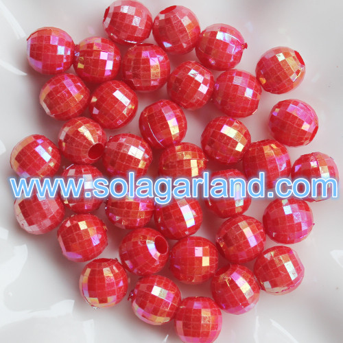 13MM Faceted Disco Ball AB Plated Plastic Round Global Beads