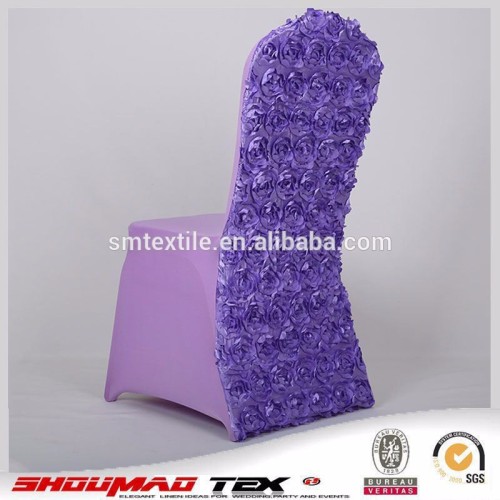 embroidered high quality satin spandex rosette wedding chair cover