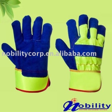 bule cow split lether working gloves safety glove