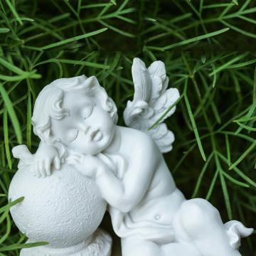Decorative stone lovely sleeping angel baby rest religion white marble statue dormant