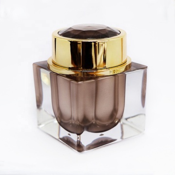 Diamond cap square brown acrylic cosmetic Bottle