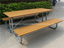 Outdoor metal recycle plastic table with bench set