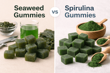 Gomas de Algas Marinhas vs Gomas de Espirulina Seaweed Gummies vs Spirulina Gummies
