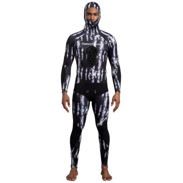 Seaskin Mens Neoprene Hooded 2 Potongan Menyelam Wetsuits