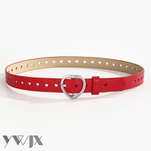 Women's Red Heart-Shaped Buckle PU Belt