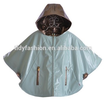 Fashion Waterproof Cute Hooded Kid PU Rain Poncho