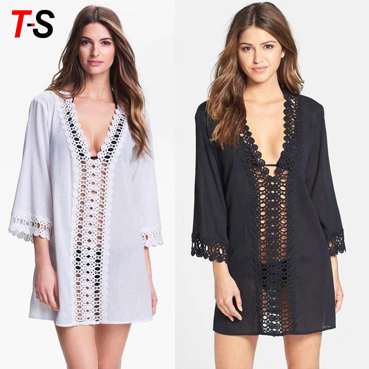 Women's Floral Lace Beach Bikini Cover-up Sexy Dress