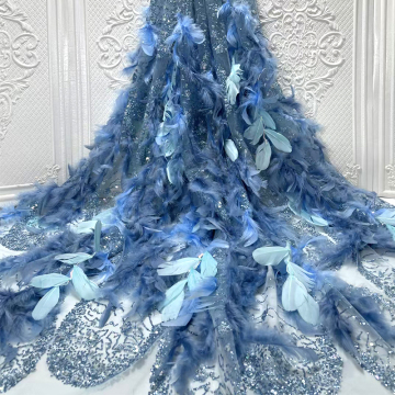 Luxury Beads, Sequins, Feathers, and Lace Fabrics for Bridal Dresses