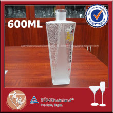 Designed special shape empty frosting liquor glass 60cl vodka bottles