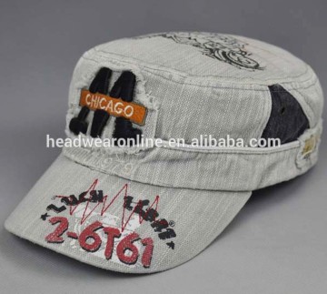 Sublimation Military Hats Caps With Embroidery Patch Distressed Denim Caps