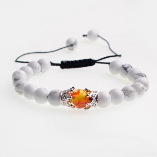 2018 Crown&Syn.Amber Charm Howlite Beads Woven Bracelet