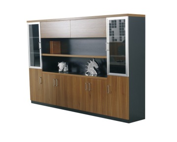 Modern 2m Glass Door Solid Wood Bookcase