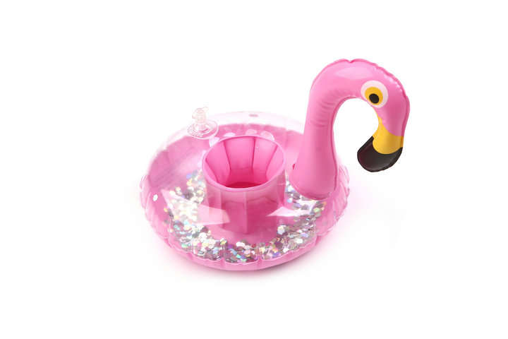 Bebida inflável de verão Float Glitter Flamingo Shape