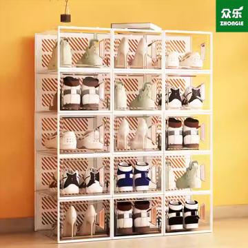 White faux acrylic folding drawer shoebox