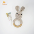 Miękkie drewniane pierścienie Crochet Bunny Grzechotka Ząbkowanie Zabawki