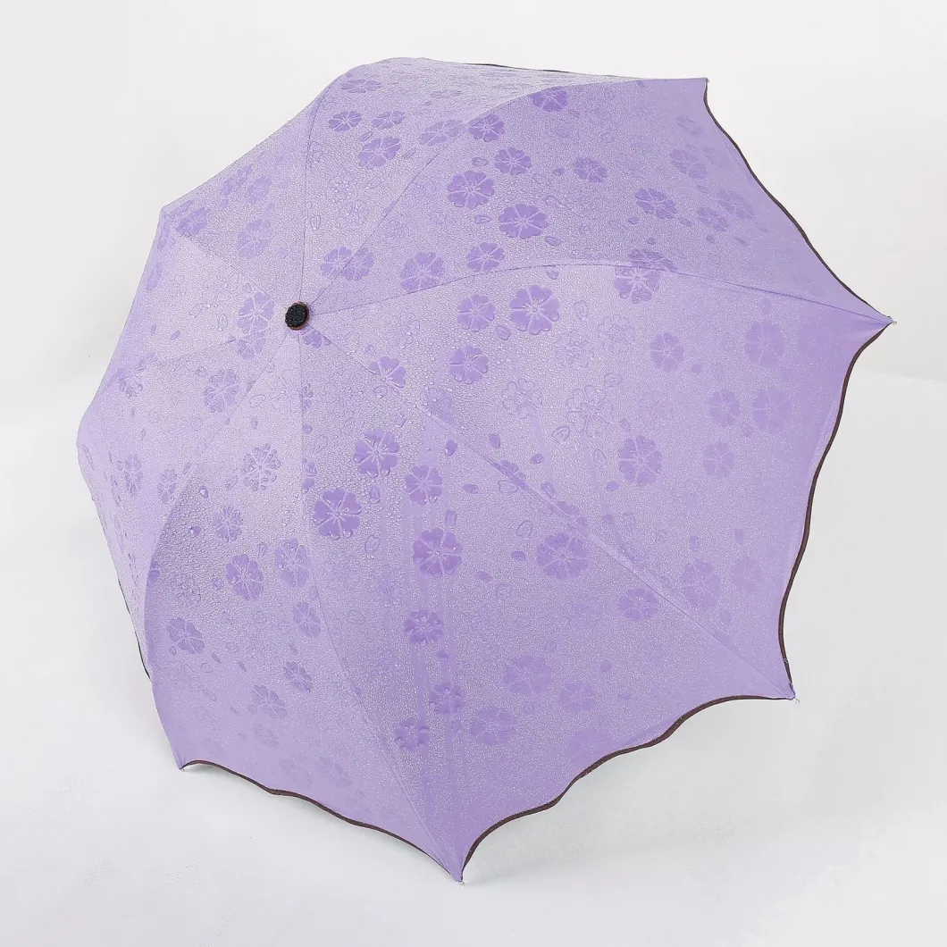 21 Inch Beautiful 3 Folding Promotional Cheap Change Color When Wet Umbrella Full Over Watermark Magic Umbrella