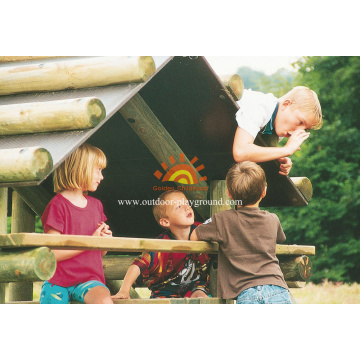 Outdoor Wooden Climbing Playhouse Playground Untuk Anak-Anak