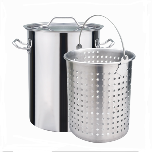 Stainless Steel Stock Pot with raised basket steamer