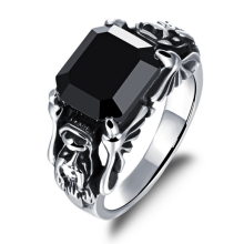 Black simple stone ring designs for men zircon stone ring