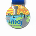 Forma redonda con medalla de triatlón popular de esmalte suave