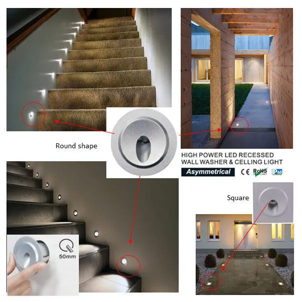 3W IP65 Wall Mounted Outdoor Step Stair Light