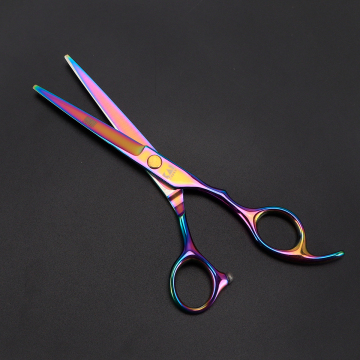 Color Beauty Barber Scissors Flat Tooth Stainless Steel Handle Hair Cutting Scissors