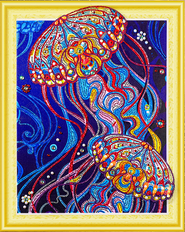 Colorful Butterfly Jellyfish Animal DIY 5D Diamond Painting by Number Kit for Wall Decor