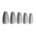 Long coffin Shapes Full Color Holographic Finger Nails