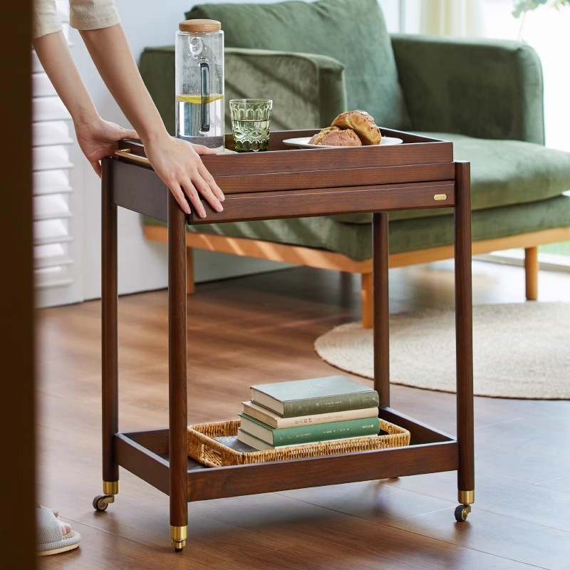 Classic Wooden Food Cart for Home Kitchen and Restaurant Use