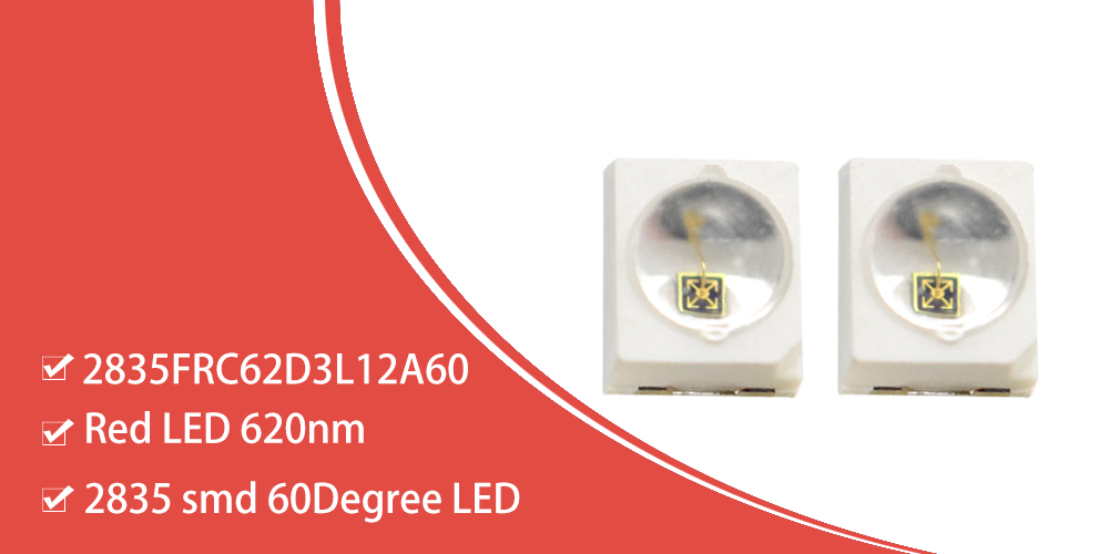 2835FRC62D3L12A60 High brightness 625nm LED 620nm wavelength LED Dome Lens 60 degree 60mA