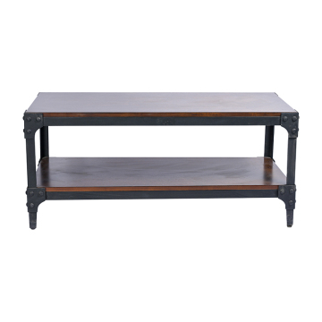 Two Level Coffee Table With Iron And Wood