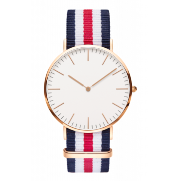 Mens and Womens Gold Watch Nylon Strap