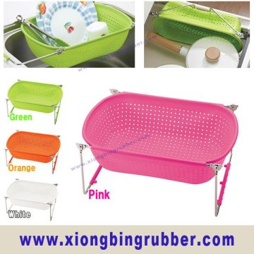 Silicone kitchen sink draining storage basket