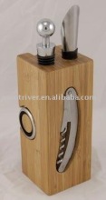 wine tools set with bamboo stand